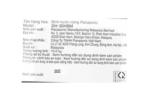Bình nóng lạnh Panasonic 30 lít DH-30HBMVW