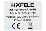 Lò chiên không dầu Hafele HS-AF1102B (535.43.715) 11 lít