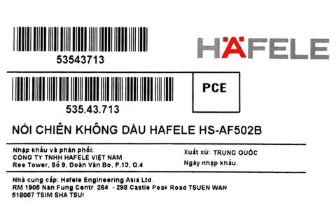 Nồi chiên không dầu Hafele HS-AF502B (535.43.713) 5.7 lít
