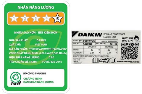 Điều hòa Daikin 21.000 BTU inverter 2 chiều FTHF60VAVMV/RHF60VAVMV