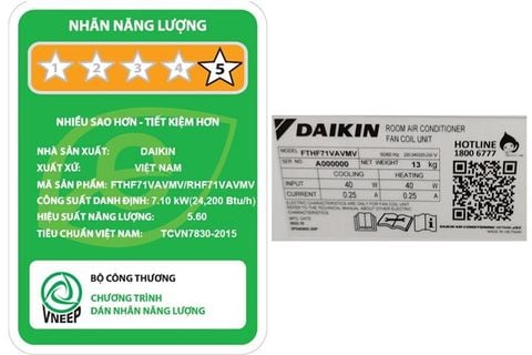 Điều hòa Daikin 24.000 BTU inverter 2 chiều FTHF71VAVMV/RHF71VAVMV