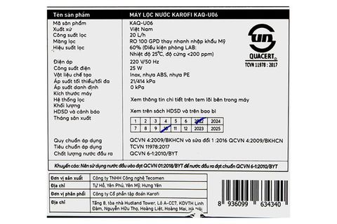 Máy lọc nước RO Karofi KAQ-U06 10 lõi