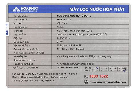 Máy lọc nước RO Hòa Phát HWS1B 1022 10 lõi