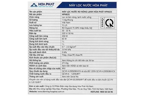 Máy lọc nước RO nóng nguội lạnh Hòa Phát HPN635 10 lõi