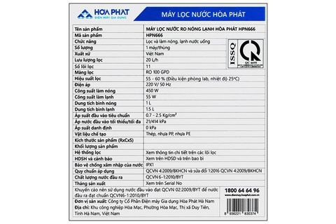 Máy lọc nước RO nóng nguội lạnh Hòa Phát HPN666 11 lõi