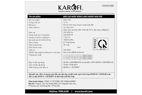 Máy lọc nước RO nóng nguội lạnh Karofi KAD-X58 11 lõi
