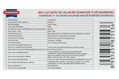 Máy lọc nước RO Sunhouse UltraPURE SHA8800KL 11 lõi