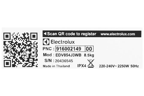 Máy sấy thông hơi Electrolux UltimateCare 8.5 kg EDV854J3WB
