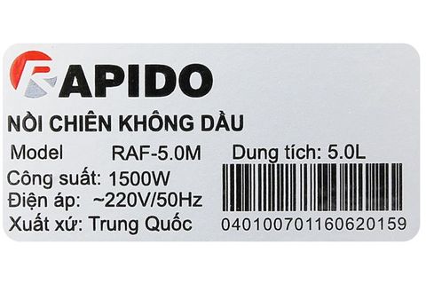 Nồi chiên không dầu Rapido RAF5.0M 5 lít