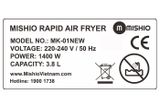 Nồi chiên không dầu Mishio MK-01 3.8 lít