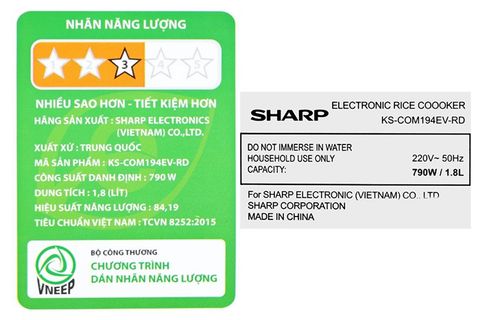 Nồi cơm điện tử Sharp 1.8 lít KS-COM194EV-RD