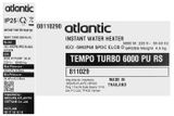 Bình nóng lạnh Atlantic 6000W Tempo Turbo 6000 PU RS - 811029