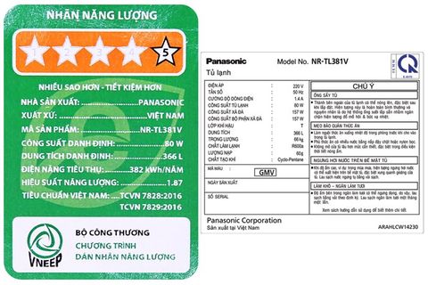 Tủ lạnh Panasonic Inverter 366 lít NR-TL381VGMV