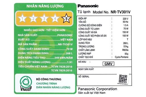 Tủ lạnh Panasonic Inverter 268 lít NR-TV301VGMV