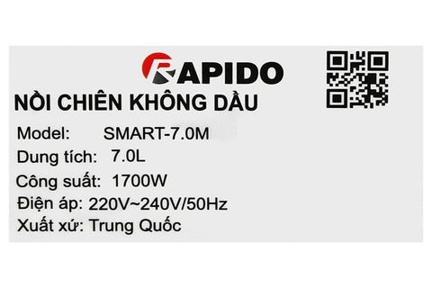 Nồi chiên không dầu Rapido SMART-7.0M 7 lít
