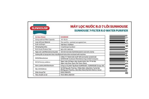 Máy lọc nước RO Sunhouse SHA8866K 7 lõi