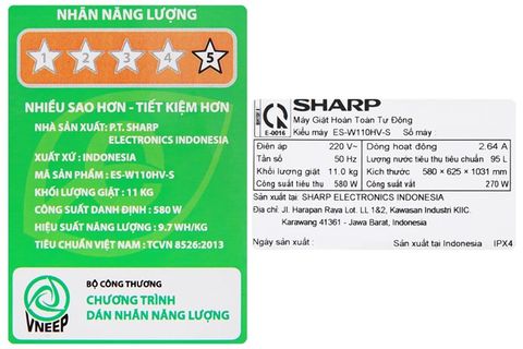Máy giặt Sharp 11 kg ES-W110HV-S