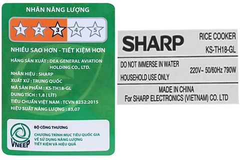 Nồi cơm điện tử Sharp 1.8 lít KS-TH18-GL