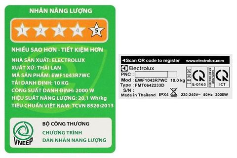 Máy giặt Electrolux UltimateCare 700 Inverter 10 kg EWF1043R7WC
