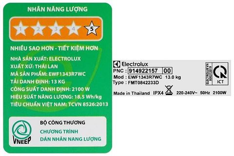 Máy giặt Electrolux UltimateCare 700 Inverter 13 kg EWF1343R7WC