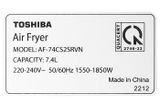 Nồi chiên không dầu Toshiba AF-74CS2SRVN(B) 7.4 lít