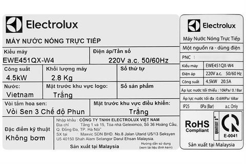 Bình nóng lạnh Electrolux 4500W EWE451QX-W4