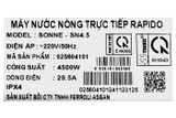 Bình nóng lạnh Rapido 4500W SONNE - SN4.5