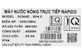 Bình nóng lạnh Rapido 4500W SONNE - SP4.5