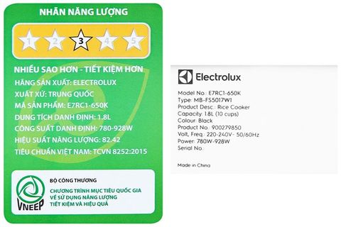 Nồi cơm điện tử Electrolux 1.8 lít E7RC1-650K