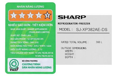 Tủ lạnh Sharp Inverter 360 lít SJ-XP382AE-DS