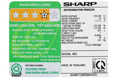 Tủ lạnh Sharp Inverter 607 lít Multi Door SJ-FXPI689V-RS