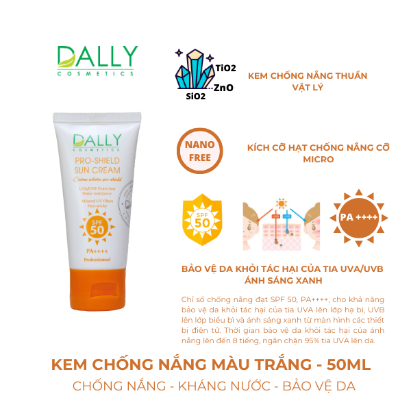  D117-PRO-SHIELD SUN CREAM - 50ml Kem chống nắng màu trắng SPF 50, PA++++ 