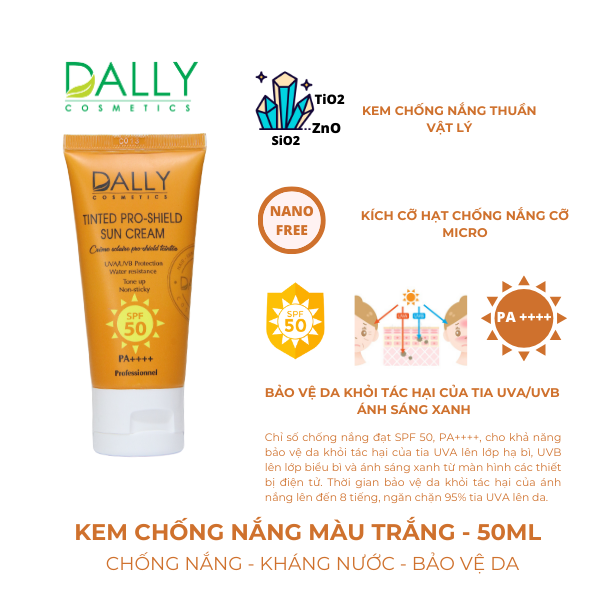  D123-TINTED PRO-SHIELD SUN CREAM - 50ml Kem chống nắng màu da SPF 50, PA++++ 