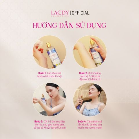  Body Mist JASMINE, xịt thơm nữ hương hoa lài Ả Rập thơm dịu (250ml) - Lacdy [Chính Hãng] 