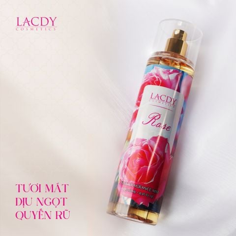  Body Mist ROSE, xịt thơm nữ hương hoa hồng cao cấp (250ml) - Lacdy [Chính Hãng] 