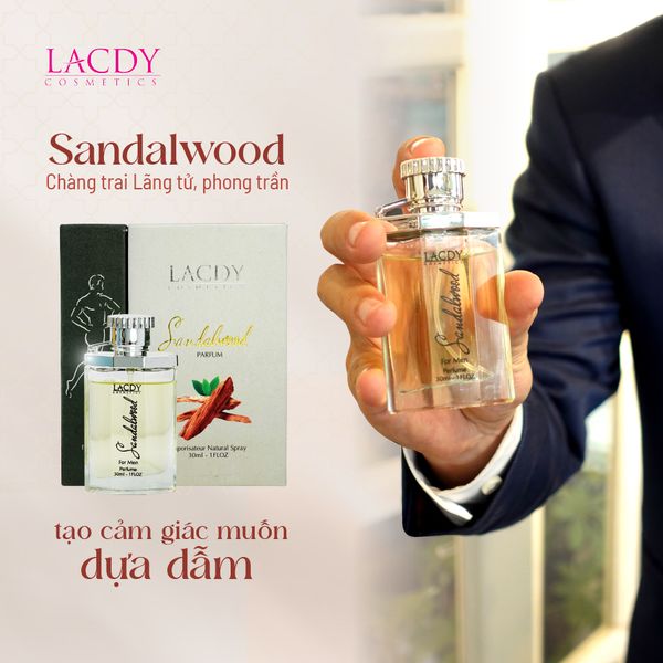  Nước hoa nam SANDALWOOD hương gỗ đàn hương (30ml) - Lacdy [Chính Hãng] 