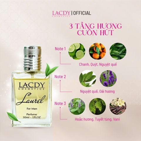  Nước hoa nam LAUREL hương nguyệt quế cuốn hút (30ml) - Lacdy [Chính Hãng] 