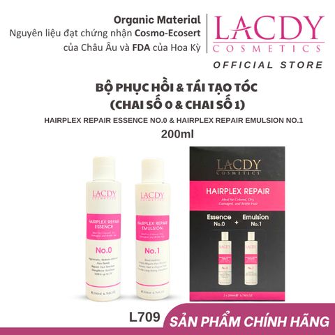  Bộ sản phẩm phục hồi - tái tạo tóc hư tổn Lacdy - Chai số 0 (200ml) & chai số 1 (200ml) L706 L707 