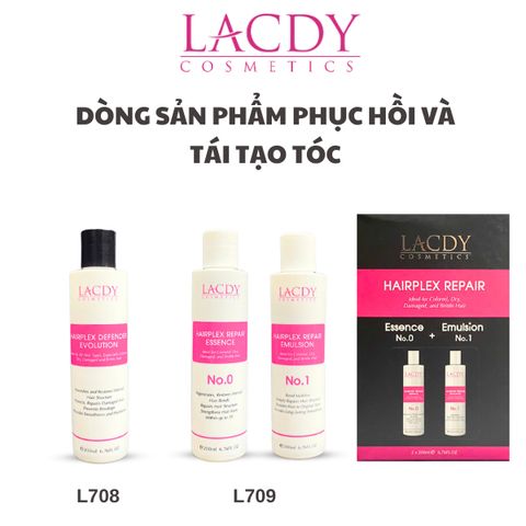  Bộ sản phẩm phục hồi - tái tạo tóc hư tổn Lacdy - Chai số 0 (200ml) & chai số 1 (200ml) L706 L707 