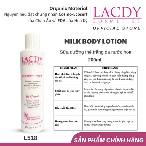  Sữa dưỡng thể trắng da nước hoa MILK BODY LOTION (200ml) - L518 