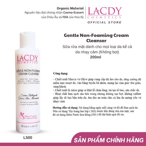  Sữa rửa mặt dành cho mọi loại da (không bọt) GENTLE NON-FOAMING CREAM CLEANSER (200ml) - L500 