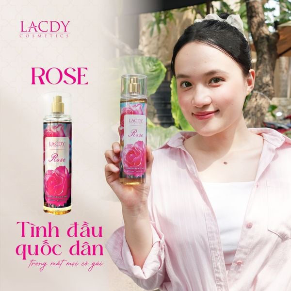  Body Mist ROSE, xịt thơm nữ hương hoa hồng cao cấp (250ml) - Lacdy [Chính Hãng] 