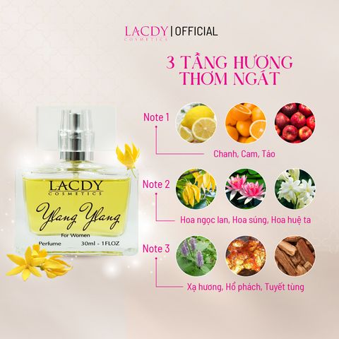  Nước hoa nữ YLANG YLANG hương hoa ngọc lan tây cao cấp (30ml) - Lacdy [Chính Hãng] 