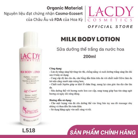 Sữa dưỡng thể trắng da nước hoa MILK BODY LOTION (200ml) - L518 