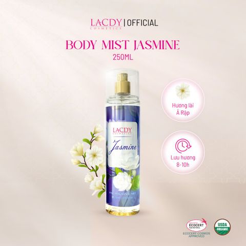  Body Mist JASMINE, xịt thơm nữ hương hoa lài Ả Rập thơm dịu (250ml) - Lacdy [Chính Hãng] 