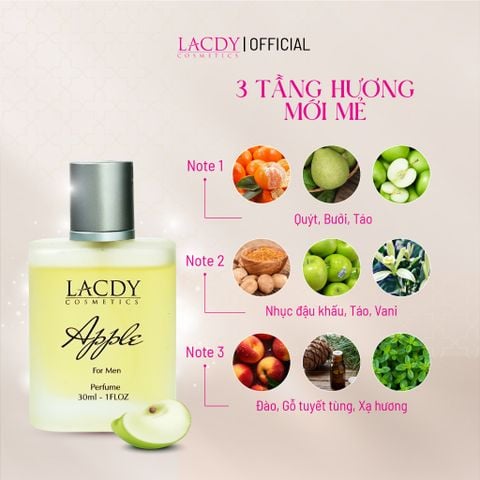  Nước hoa nam APPLE hương táo xanh hiện đại (30ml) - Lacdy [Chính Hãng] 