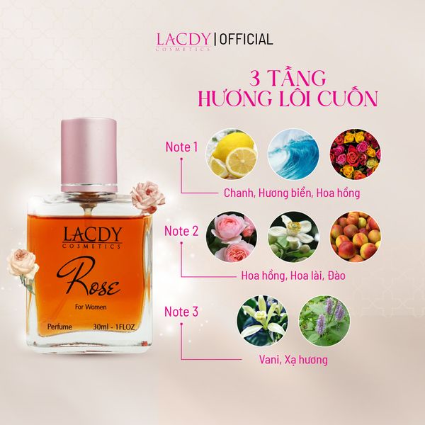  Nước hoa nữ ROSE hương hoa hồng cao cấp (30ml) - Lacdy [Chính Hãng] 