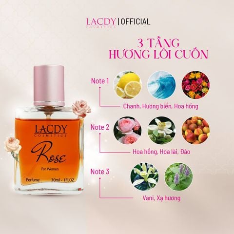  Nước hoa nữ ROSE hương hoa hồng cao cấp (30ml) - Lacdy [Chính Hãng] 