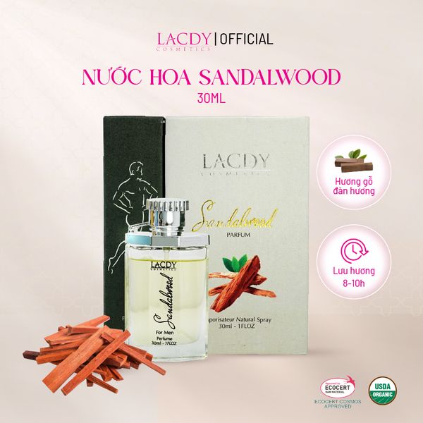  Nước hoa nam SANDALWOOD hương gỗ đàn hương (30ml) - Lacdy [Chính Hãng] 