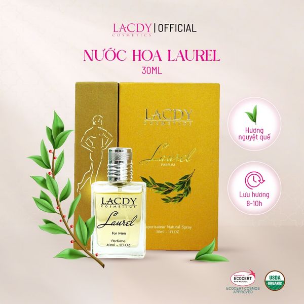  Nước hoa nam LAUREL hương nguyệt quế cuốn hút (30ml) - Lacdy [Chính Hãng] 